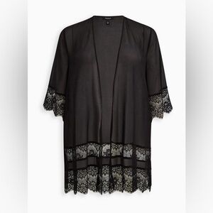 Torrid Black Chiffon Lace Kimono